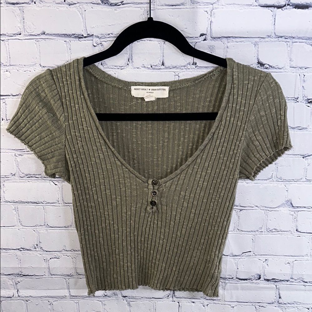✨ Urban Outfitters Olive Green Ribbed Top - Size Small, Excellent Condition